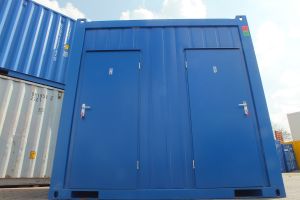 10' Damen / Herren WC-Container / Frontansicht - h+s container GmbH