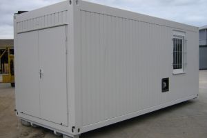 20' Werkstattcontainer mit Abrollsystem / Außenansicht - h+s container GmbH