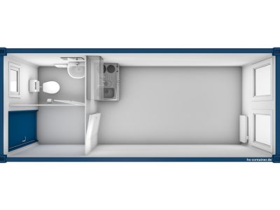 20' Bürocontainer - Wohncontainer mit Pantry-Küche WC-Abteil - Container mieten bei h+s container GmbH