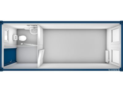 20' Bürocontainer - Wohncontainer mit WC-Abteil - Container mieten bei h+s container GmbH