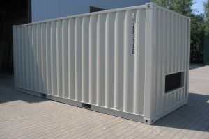 20' High-Cube Eventcontainer / Messecontainer / Rückansicht - h+s container GmbH