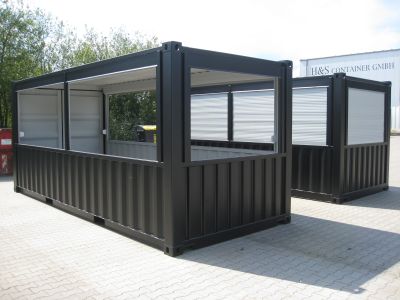 20' Ausschankcontainer - Verkaufscontainer mit seitlichen Wandöffnungen - Sondercontainer - Container kaufen bei h+s container GmbH