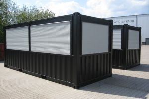 20' Verkaufscontainer - Eventcontainer / Wandöffnung mit Kst.-Rollladen - h+s container GmbH
