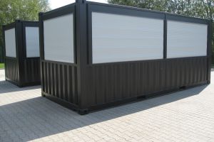 20' Imbisscontainer - Eventcontainer / Wandöffnung mit Kst.-Rollladen - h+s container GmbH