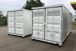 20' High-Cube Technikcontainer / Containerstirnseite - h+s container GmbH