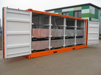 20' Side-Door Technikcontainer mit Schwerlastregal - Spezialcontainer - Sondercontainer - Container kaufen bei h+s container GmbH