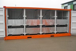 20' Side-Door Technikcontainer / Schwerlastrehal mit Blechwannen - h+s container GmbH