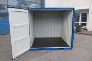 6' Lagercontainer - Enzianblau / Innenansicht - h+s container GmbH