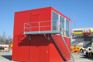 Aufenthaltscontainer 4er-Anlage / Containeranlage mit Außentreppe - Außenansicht - h+s container GmbH