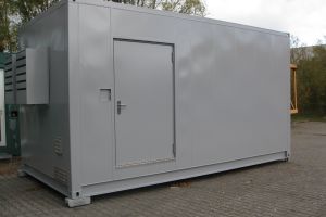 6,5m Rechenzentrumcontainer - Brandschtz / Seitenansicht mit Zugangtür und Panikschloss - h+s container GmbH