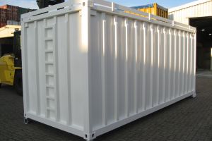 20' Technikcontainer mit Wartungsöffnung / Rückansicht - Dachaufstieg - h+s container GmbH